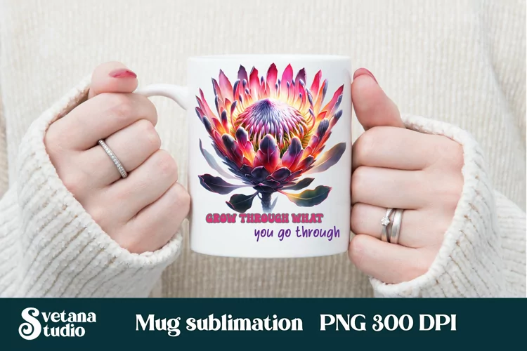 Protea flower mug wrap | Motivational quotes mug