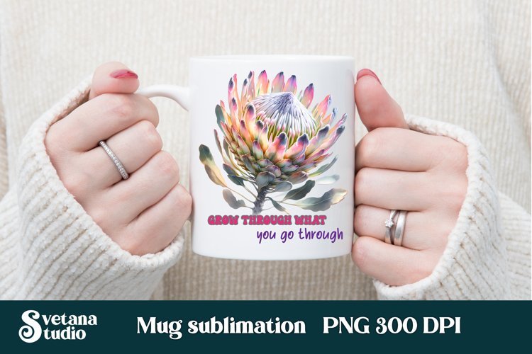 Protea flower mug wrap | Motivational quotes mug example image 1