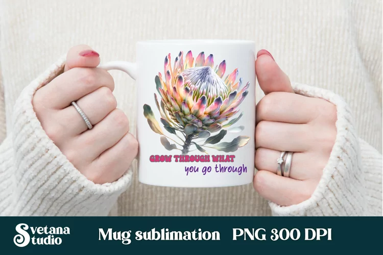 Protea flower mug wrap | Motivational quotes mug