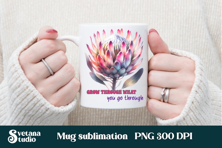 Protea flower mug wrap | Motivational quotes mug example image 1