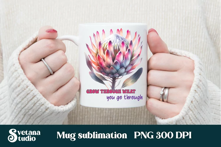 Protea flower mug wrap | Motivational quotes mug