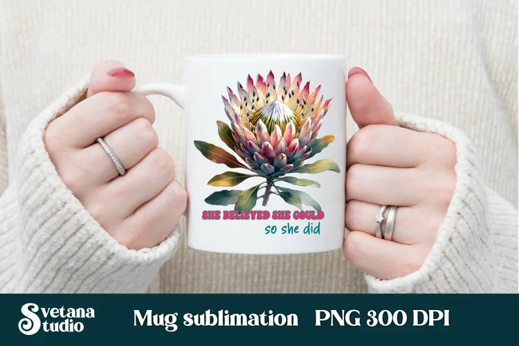 Protea flower mug wrap | Motivational quotes mug