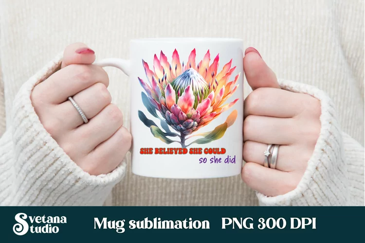 Protea flower mug wrap | Motivational quotes mug