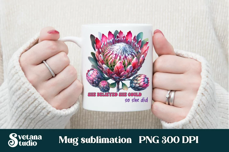 Protea flower mug wrap | Motivational quotes mug
