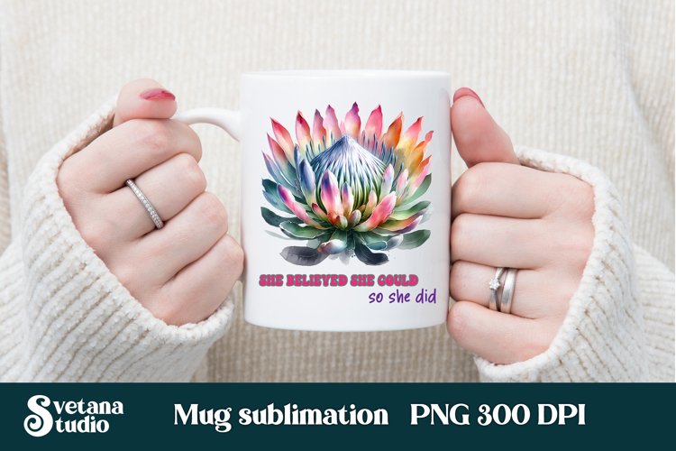 Protea flower mug wrap | Motivational quotes mug example image 1