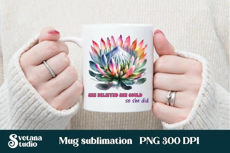 Protea flower mug wrap | Motivational quotes mug