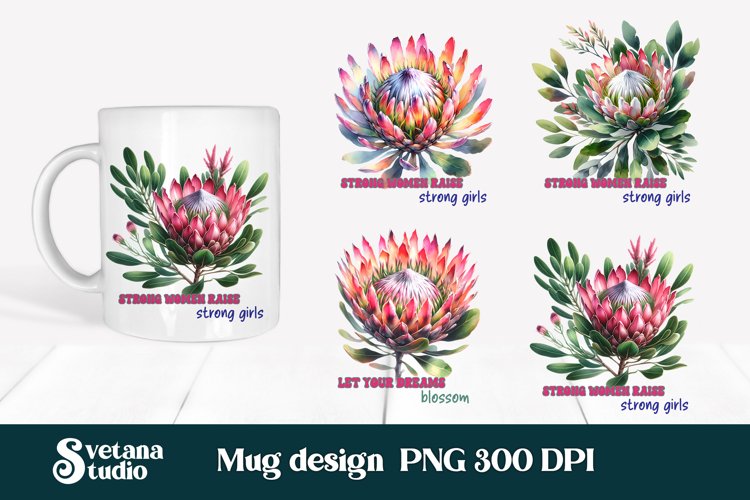 Protea flower mug wrap | Motivational quotes mug example image 1