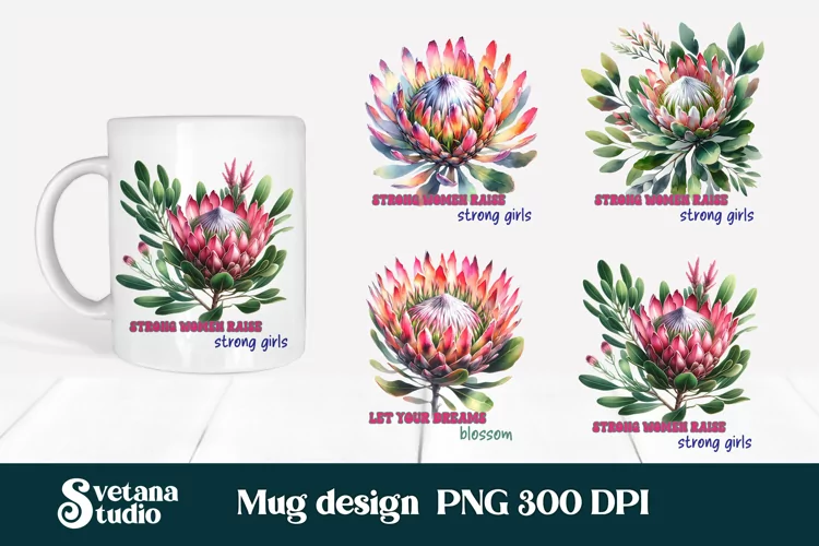 Protea flower mug wrap | Motivational quotes mug