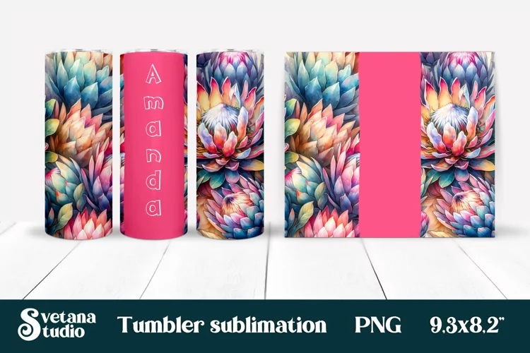 Flower tumbler | Protea tumbler | Your name tumbler