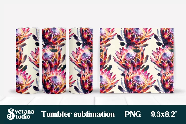 Flower tumbler | Protea tumbler | Tropical tumbler