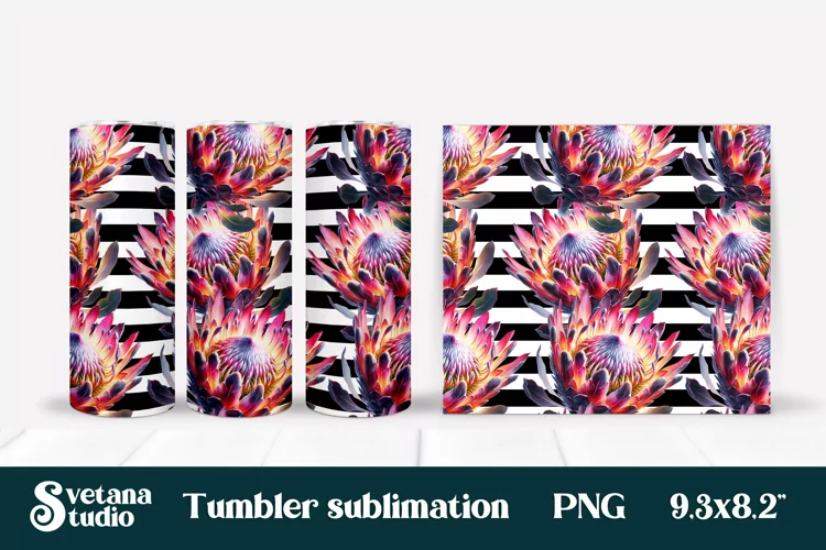 Flower tumbler | Protea tumbler | Tropical tumbler