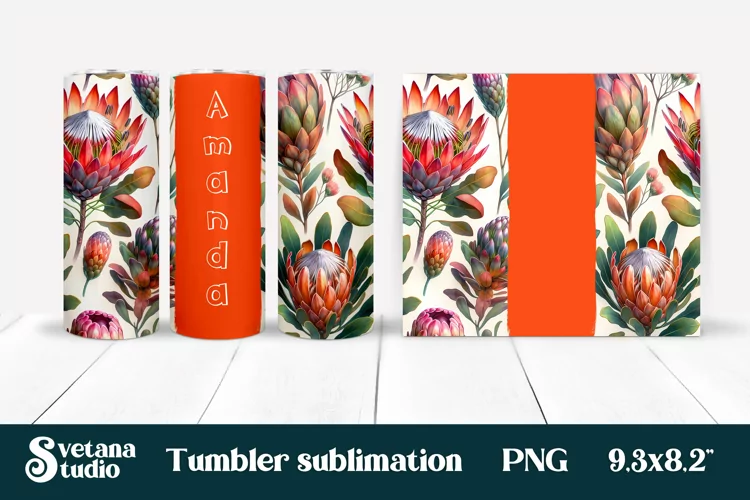 Flower tumbler | Protea tumbler | Your name tumbler