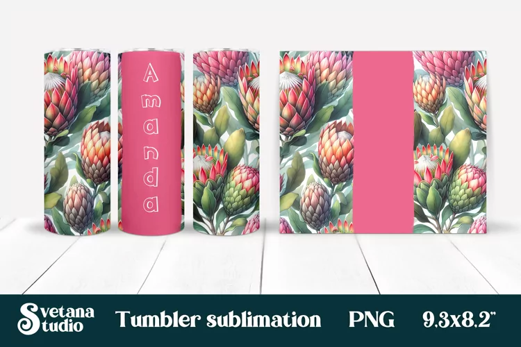 Flower tumbler | Protea tumbler | Your name tumbler