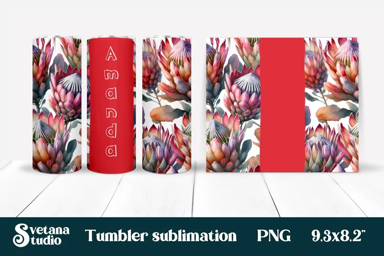 Flower tumbler | Protea tumbler | Your name tumbler