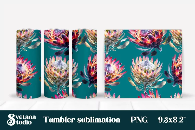 Flower tumbler | Protea tumbler | Tropical tumbler