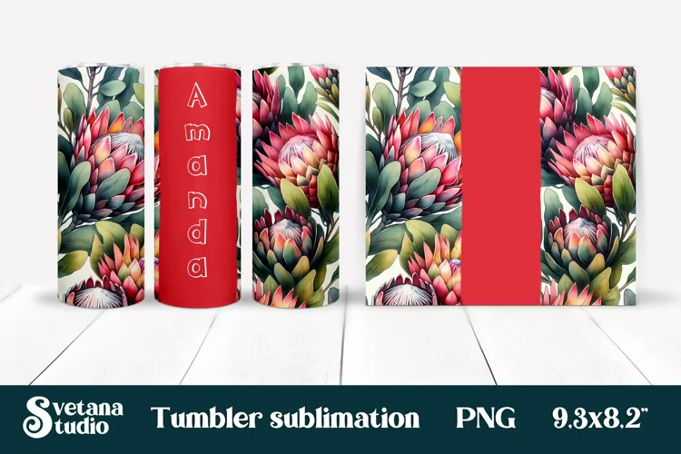 Flower tumbler | Protea tumbler | Your name tumbler