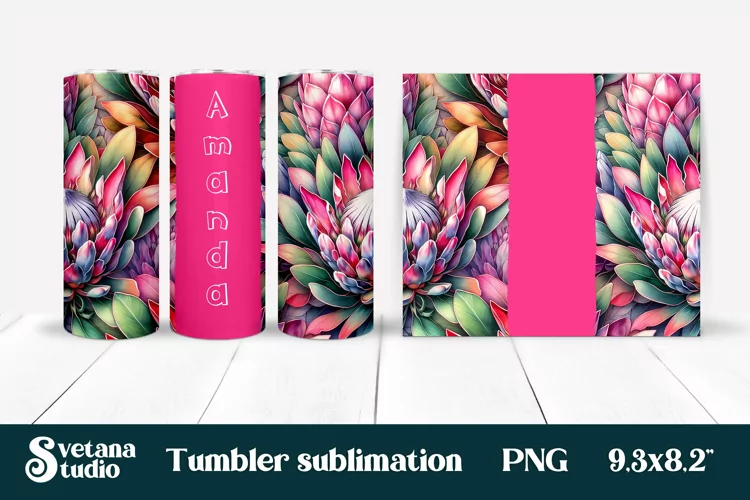 Flower tumbler | Protea tumbler | Your name tumbler