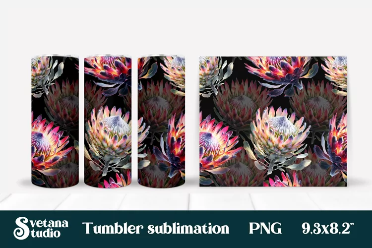 Flower tumbler | Protea tumbler | Tropical tumbler