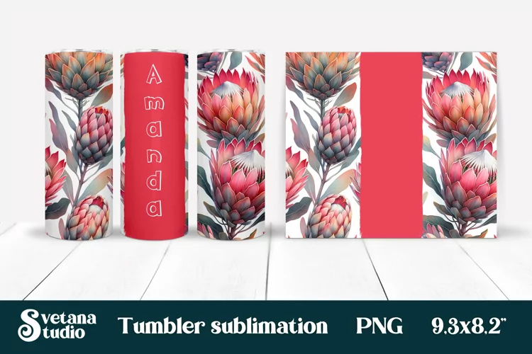 Flower tumbler | Protea tumbler | Your name tumbler