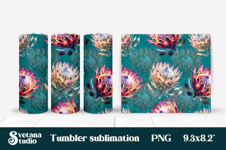 Flower tumbler | Protea tumbler | Tropical tumbler