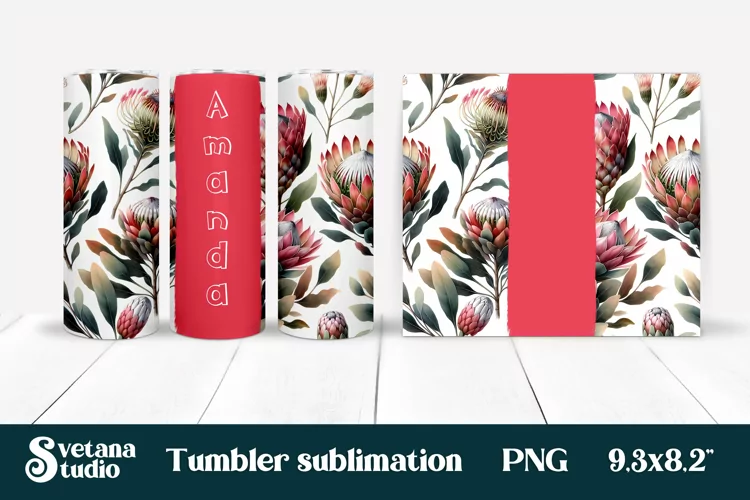 Flower tumbler | Protea tumbler | Your name tumbler