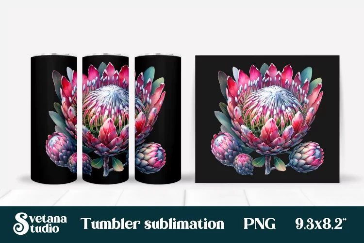 Flower tumbler | Protea tumbler | Tropical tumbler