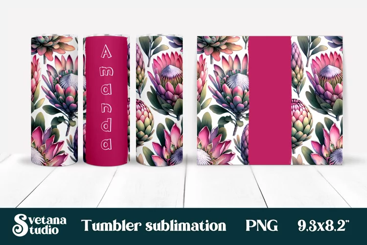 Flower tumbler | Protea tumbler | Your name tumbler