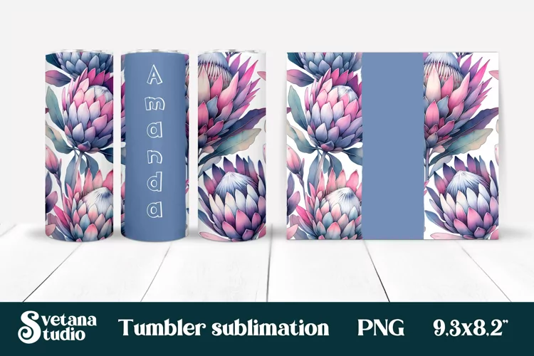 Flower tumbler | Protea tumbler | Your name tumbler