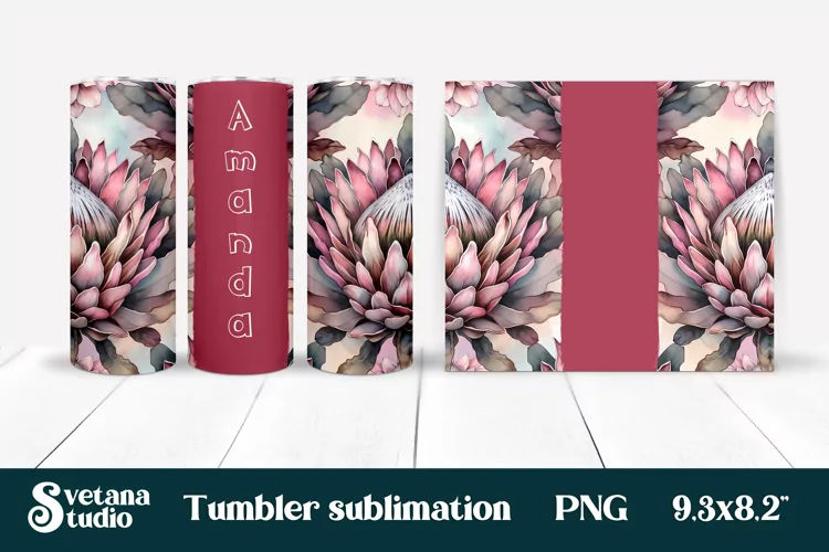 Flower tumbler | Protea tumbler | Your name tumbler