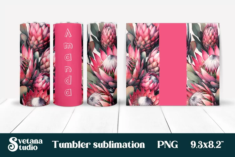 Flower tumbler | Protea tumbler | Your name tumbler