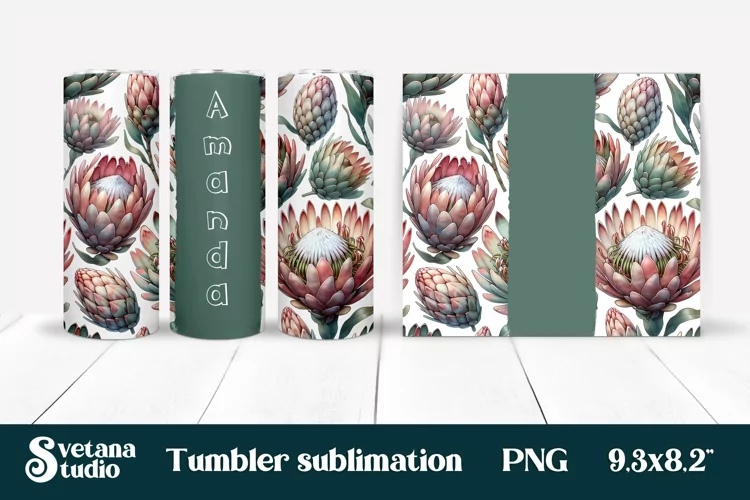 Flower tumbler | Protea tumbler | Your name tumbler