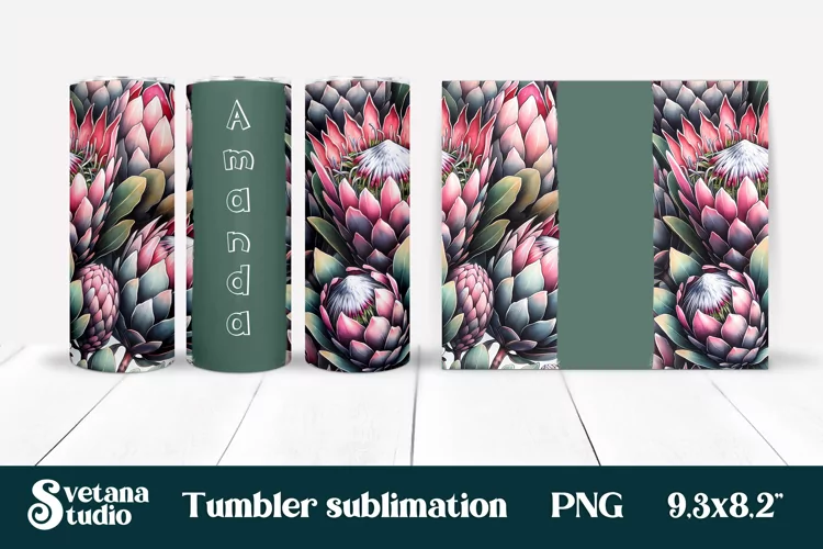 Flower tumbler | Protea tumbler | Your name tumbler