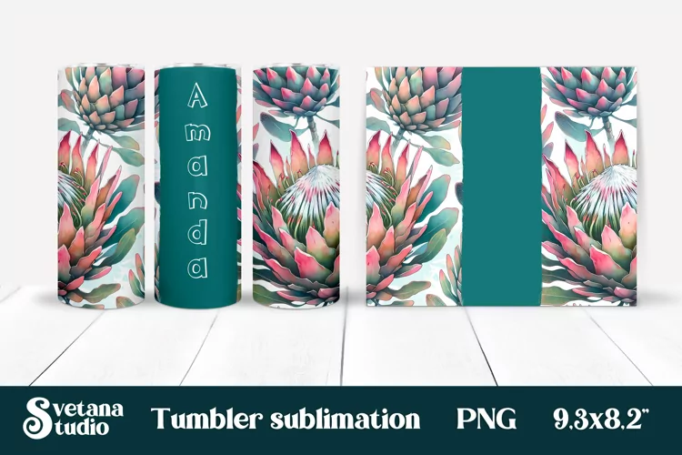Flower tumbler | Protea tumbler | Your name tumbler