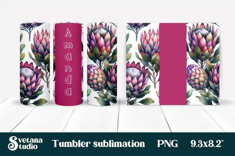 Flower tumbler | Protea tumbler | Your name tumbler