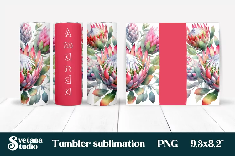 Flower tumbler | Protea tumbler | Your name tumbler