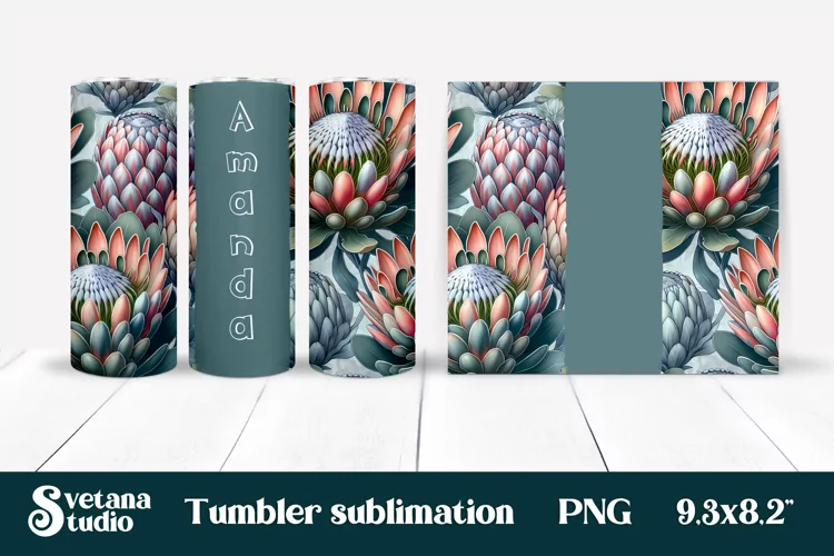 Flower tumbler | Protea tumbler | Your name tumbler