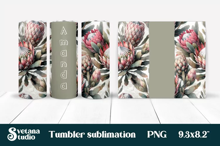 Flower tumbler | Protea tumbler | Your name tumbler