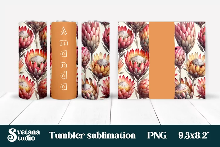Flower tumbler | Protea tumbler | Your name tumbler