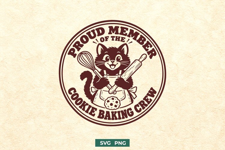Proud Member Of The Cookie Baking Crew SVG, Christmas Cat example image 1