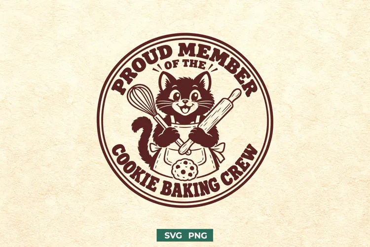 Proud Member Of The Cookie Baking Crew SVG, Christmas Cat