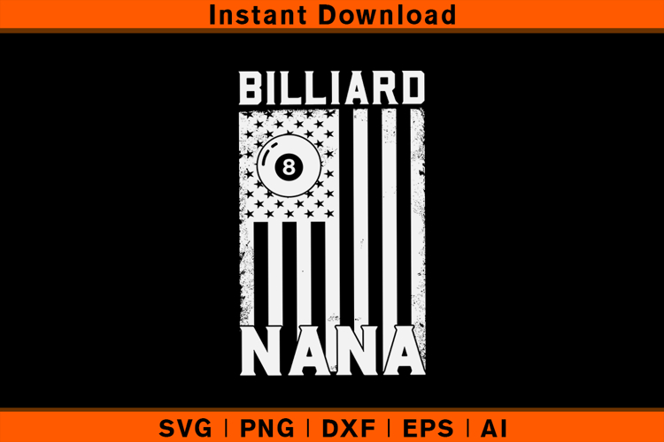 Billiards Nana SVG Pool Player American Flag Design