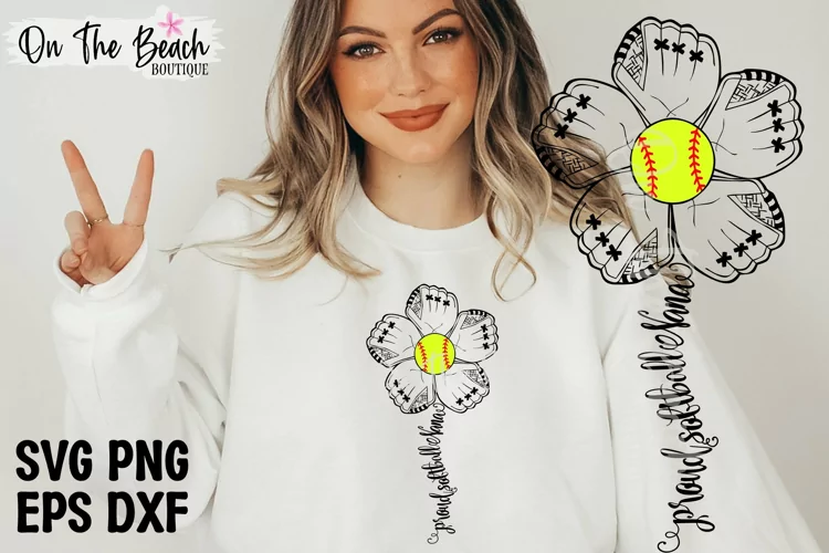 Softball Nana SVG Proud Flower Mitt SVG - DXF - EPS - PNG