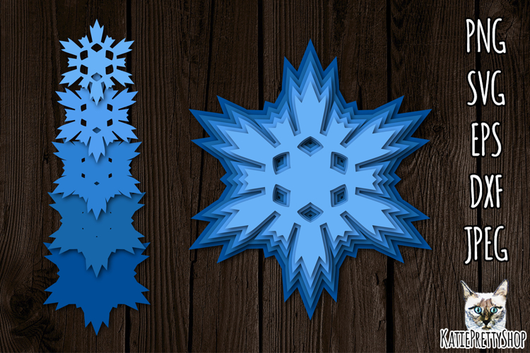 Christmas Ornament SVG, layered papercut snowflake ornament