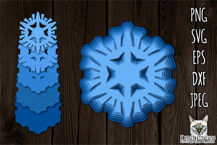 Christmas Ornament SVG, layered papercut snowflake ornament