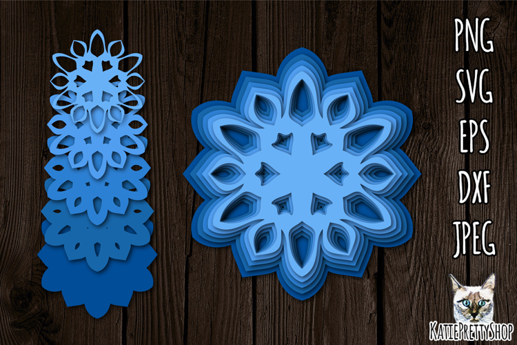 Christmas SVG, 3d layered papercut snowflake ornament