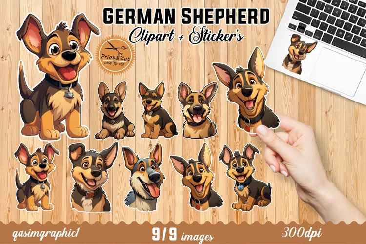 German Shepherd Stickers For Kids, German Shepherd Clipart