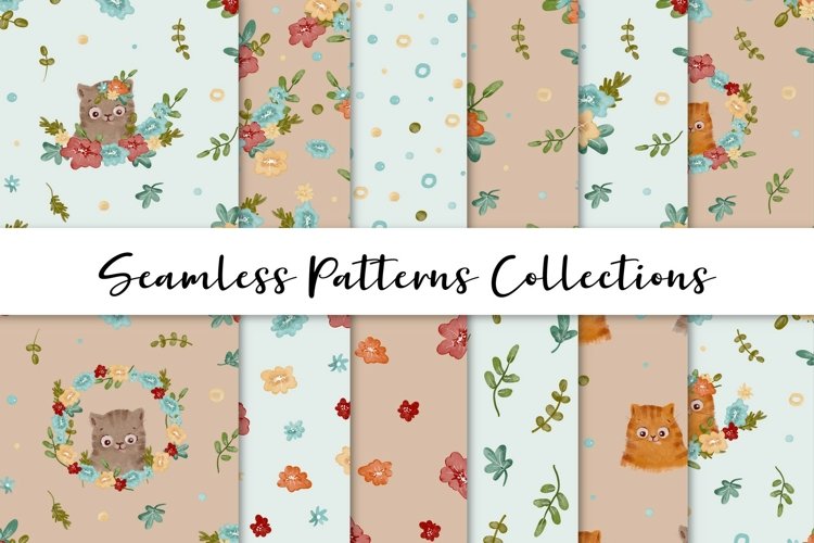 Cute Cats Seamless Patterns