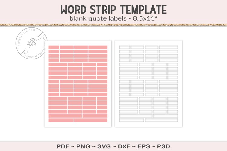 Scrapbooking word strip template, PSD, SVG, EPS, DXF