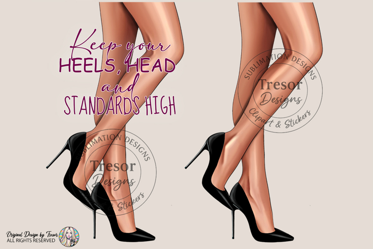 Fashion High Heels Quote PNG Chic Woman Legs Clipart set