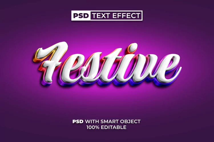 PSD Festive 3d text effect style